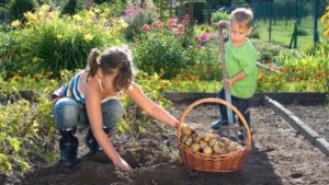 Kids in a garden