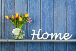 Flowers on a shelf at home