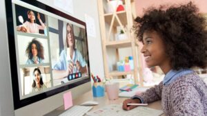 Child on a video call