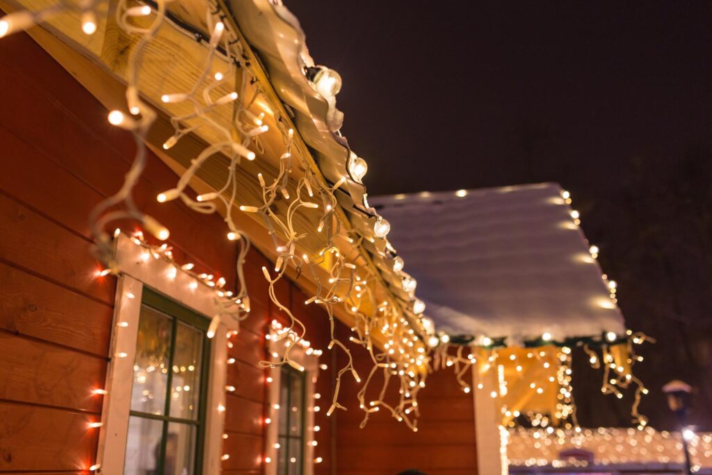 Holiday lights on a house