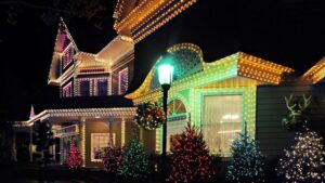 House with Christmas lights