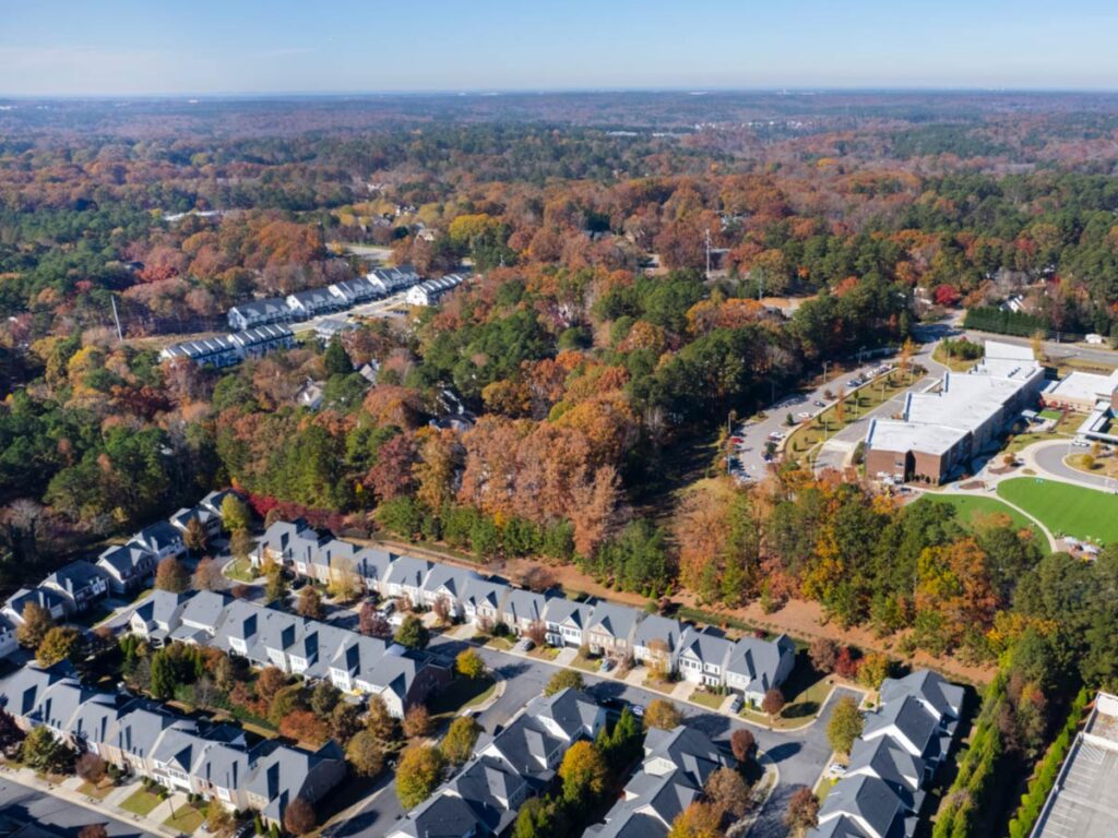 The Parc at Edwards Mill overhead with Stough Elementary